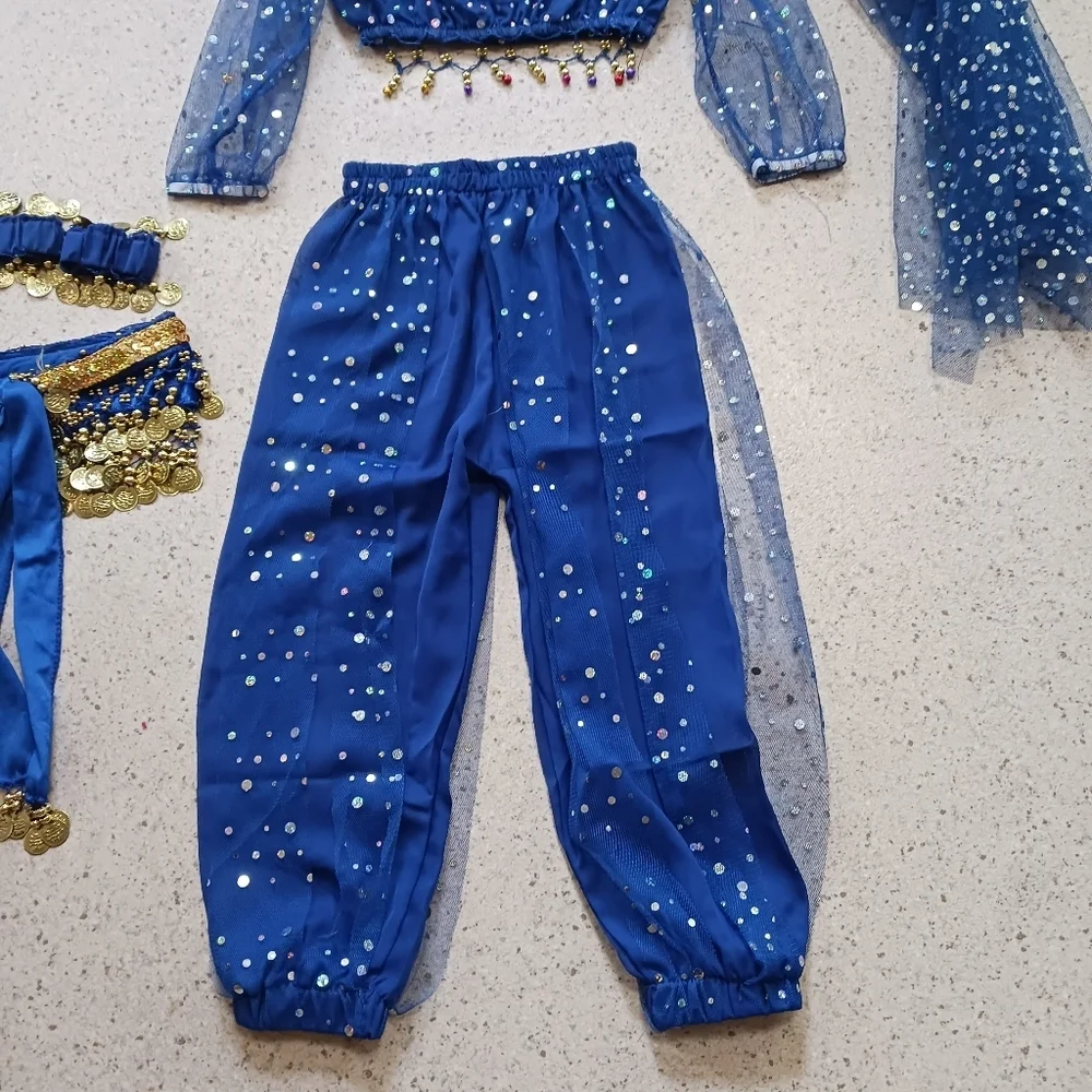 Astage Kids Girls Indian Belly‎ Dance Costume Sequins Coin Tassel Sz S (3/5)
